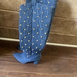 Brand new denim studded knee high boots!